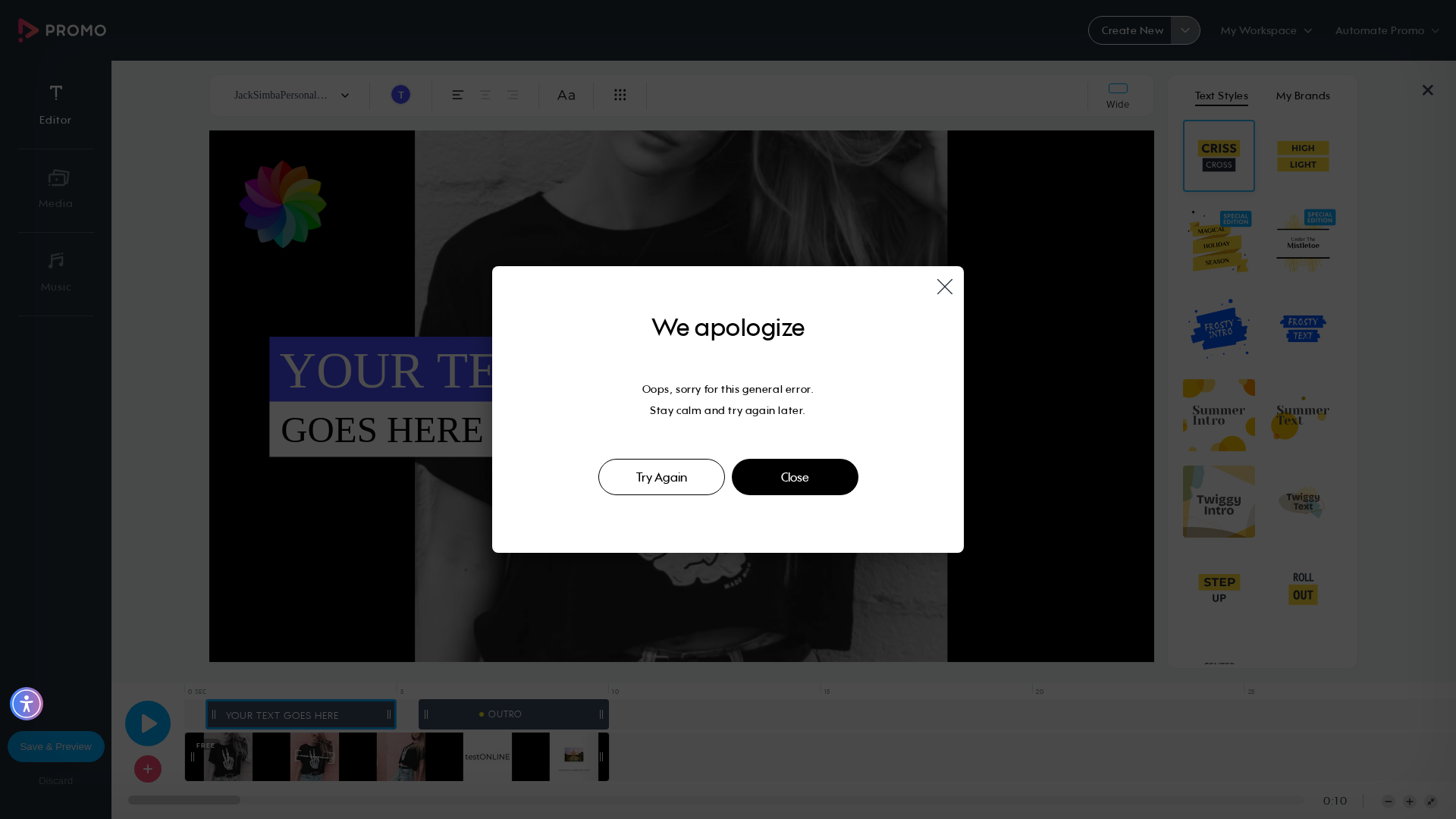 Test failure screenshot